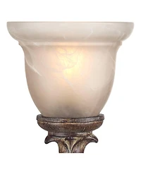 Regency Hill French Led Uplight Desk Table Lamp 18" High Beige Wash Candlestick Alabaster Glass Shade for Bedroom Bedside Office