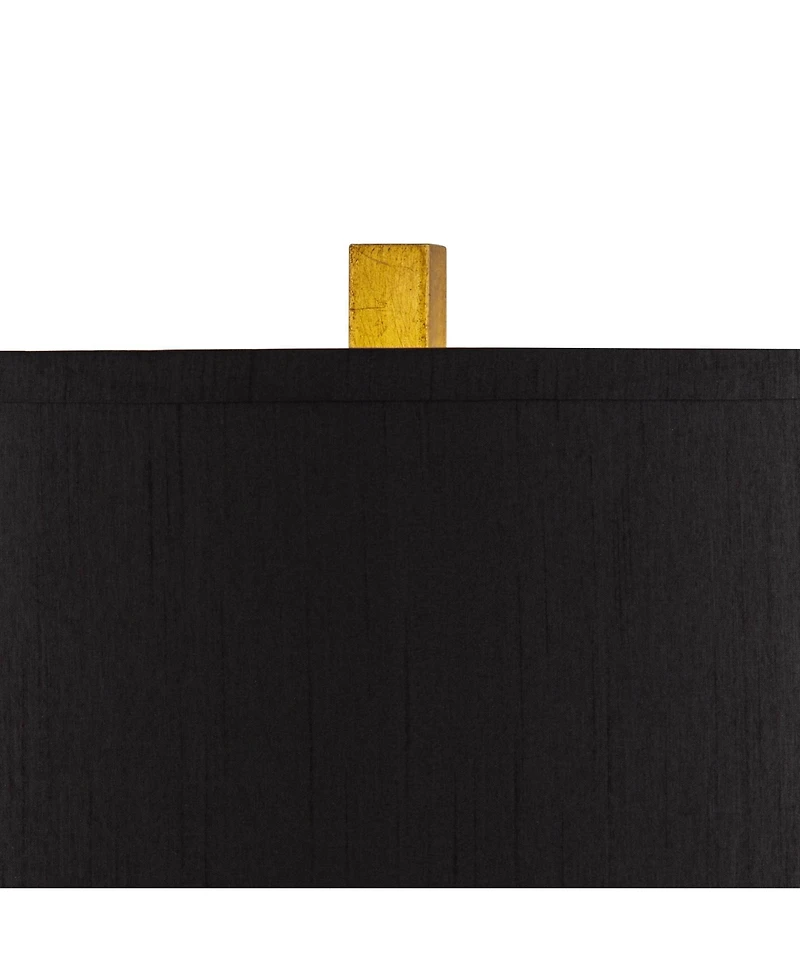 Possini Euro Design Zeus Modern Mid Century Table Lamp 28 1/2" Tall Sculptural Gold Leaf Metal Black Drum Shade Bedroom Living Room Bedside Night