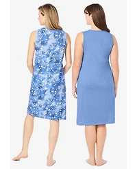 Dreams & Co. Women's 2-Pack Sleeveless Sleepshirt