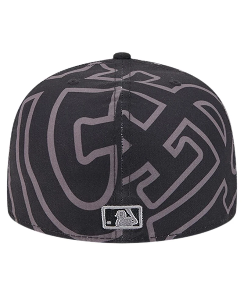 New Era Men's Black St. Louis Cardinals Logo Fracture 59FIFTY Fitted Hat
