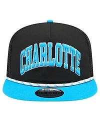 New Era Men's Black Charlotte Fc Throwback Golfer Snapback Hat