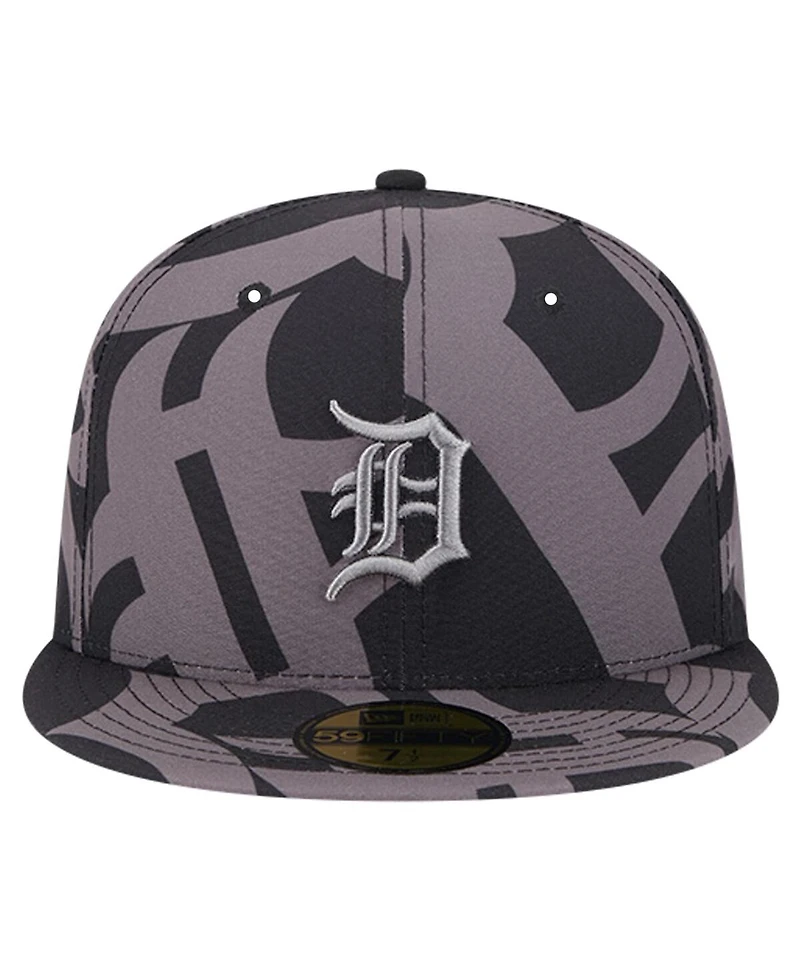 New Era Men's Black Detroit Tigers Logo Fracture 59FIFTY Fitted Hat