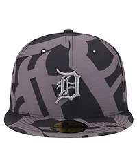 New Era Men's Black Detroit Tigers Logo Fracture 59FIFTY Fitted Hat