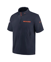 Nike Men's Navy Chicago Bears 2024 Sideline Coach Short Sleeve Half-Zip Hoodie Jacket