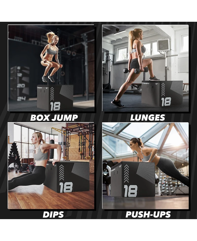 Philosophy Gym 18" Soft Foam Plyometric Box - Jumping Plyo Box for Training and Conditioning