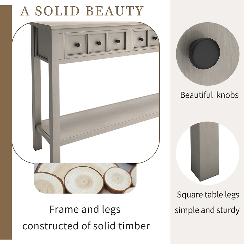 Streamdale Rustic 60" Entryway Sofa Table with Drawers