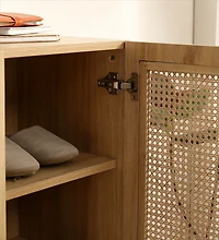 Double-Door Rattan Shoe Cabinet with Large Storage Space