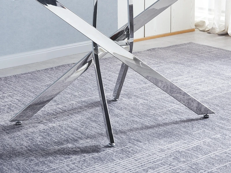 Streamdale Furniture Rectangular Tempered Glass Dining Table, Modern Dining Room Interior Design, For 6 People