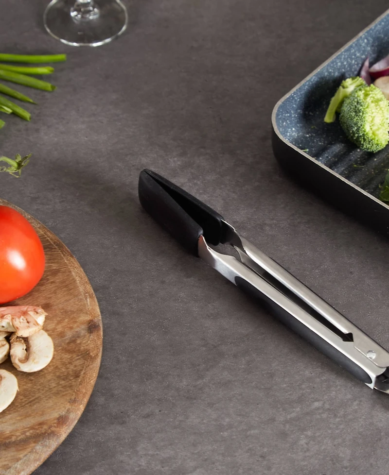 Rsvp International Endurance 18/8 Stainless Steel 10.75" Black Square Silicone Tip Tongs