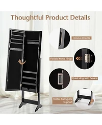 Sugift Mirrored Standing Jewelry Cabinet Storage Box