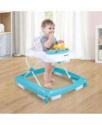 Costway Foldable Baby Walker with 3 Adjustable Heights Comfy Padded Seat Music Tray