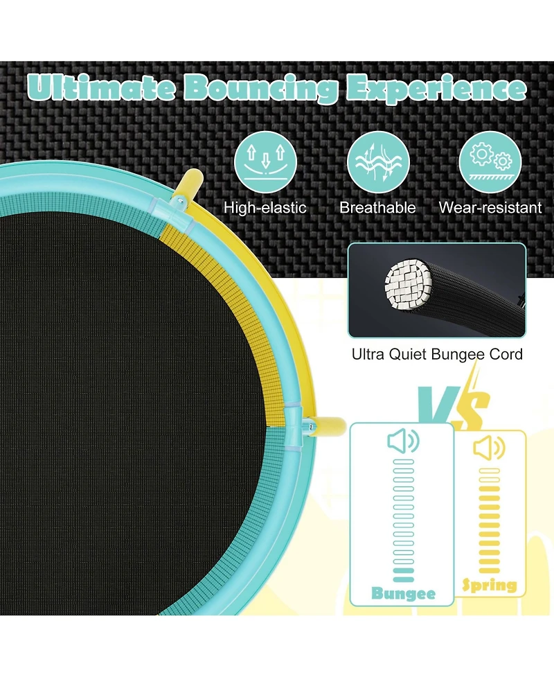 48" Mini Trampoline with Enclosure Heavy-Duty Metal Frame U-shaped Legs