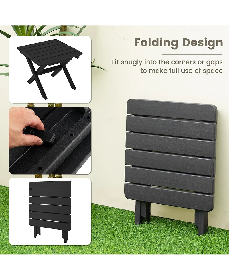Outdoor Folding Side Table Weather-Resistant Hdpe Adirondack