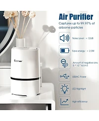 Mini Ionic Hepa Air Purifier W/2pcs 3-in-1 Composite Hepa Filter Nightlight, Usb