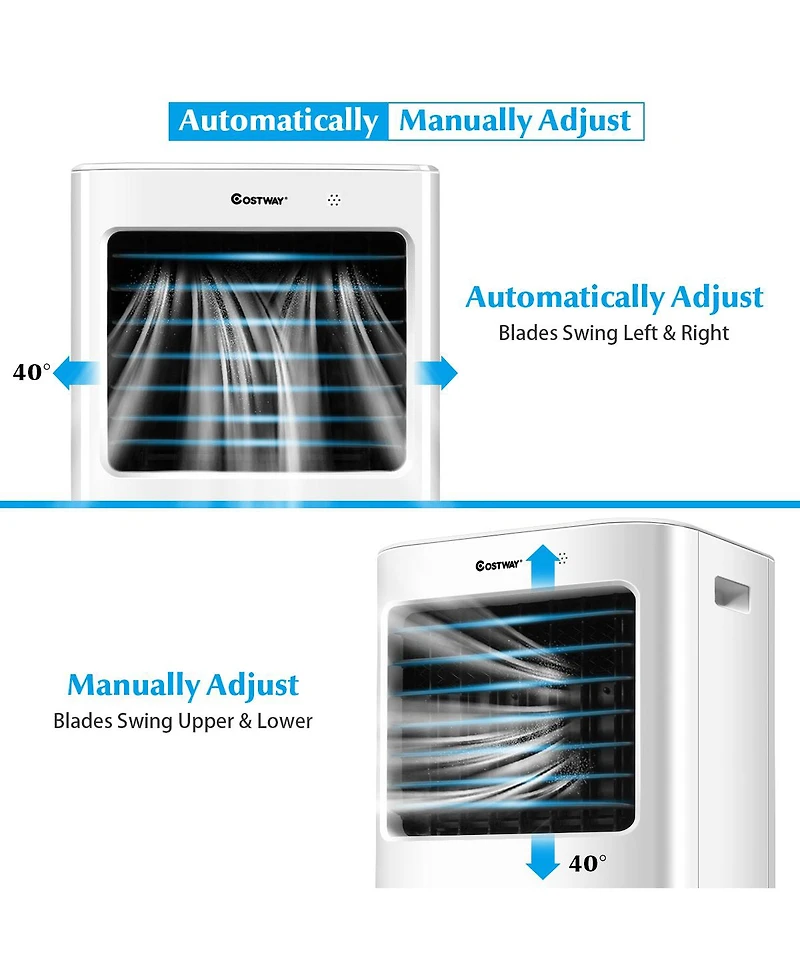Evaporative Portable Air Cooler Fan & Humidifier w/ Remote Control 7.5 Timer