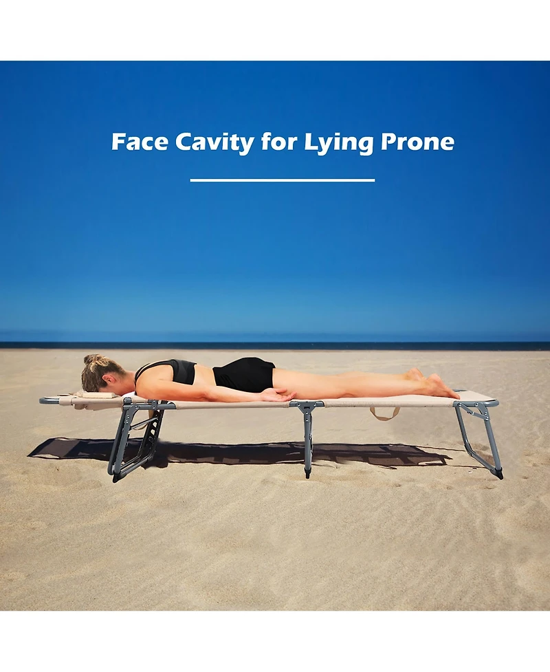 Costway Foldable Lounge Chair Adjustable Folding Recliner Beach Patio