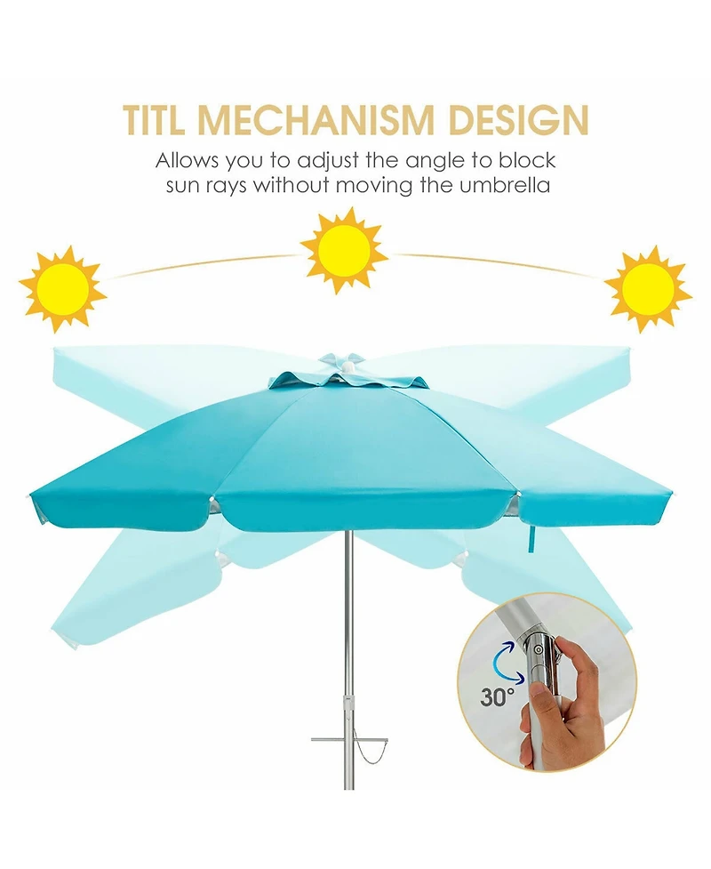 Costway 6.5FT Patio Beach Umbrella Sun Shade Tilt