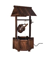 Costway Garden Rustic Wishing Well Water Fountain Wooden Outdoor