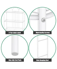 Costway 3 Shelf Over The Toilet Bathroom Space Saver Towel Storage Rack Organizer