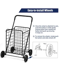 Costway Folding Shopping Cart Utility Trolley Portable For Grocery Laundry Travel