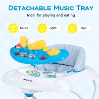Costway Foldable Baby Walker with 3 Adjustable Heights Comfy Padded Seat Music Tray