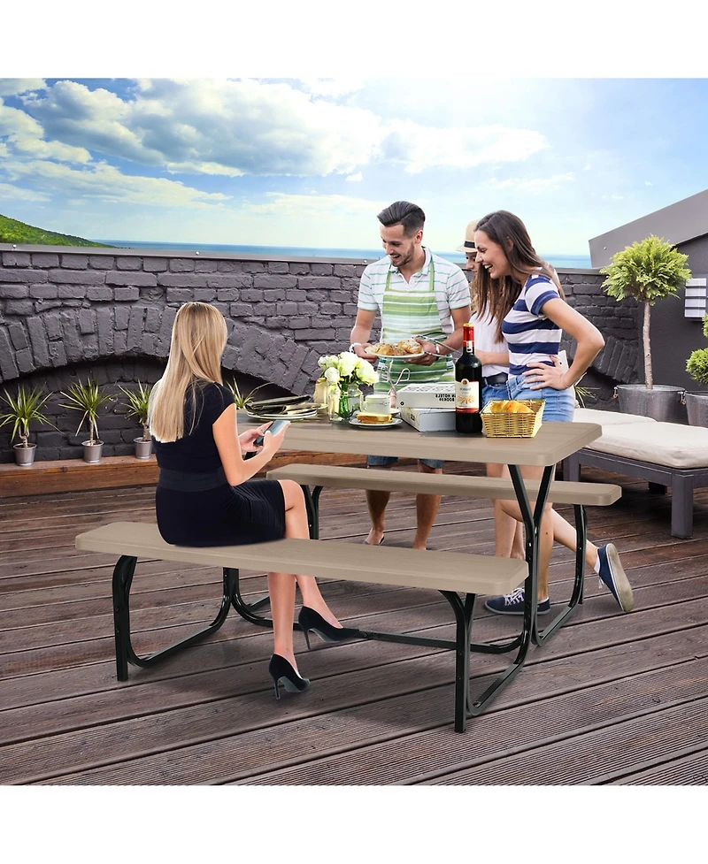 Picnic Table Bench Set Outdoor Backyard Garden Party Dining All Weather