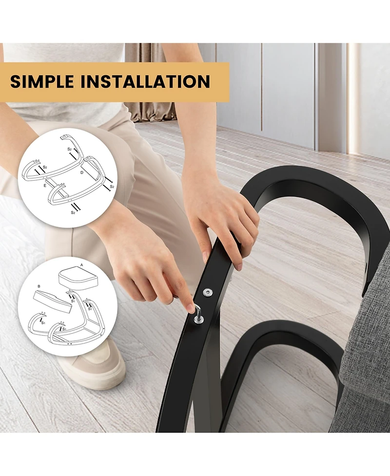 Costway Rocking Kneeling Chair Ergonomic Posture Correcting Back Pain Padded Cushion
