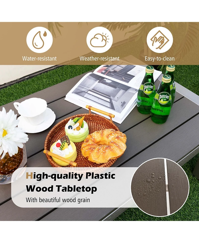 Patio Aluminum Coffee Table Outdoor Rectangular Cocktail Accent Table Garden