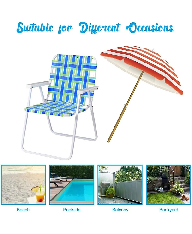 Gymax Set of 6 Patio Folding Web Chair Portable Beach Camping Red