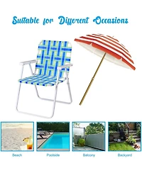 Gymax Set of 6 Patio Folding Web Chair Portable Beach Camping Red