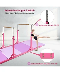Costway Kids Gymnastics Parallel Bars Double Horizontal Bars Adjustable