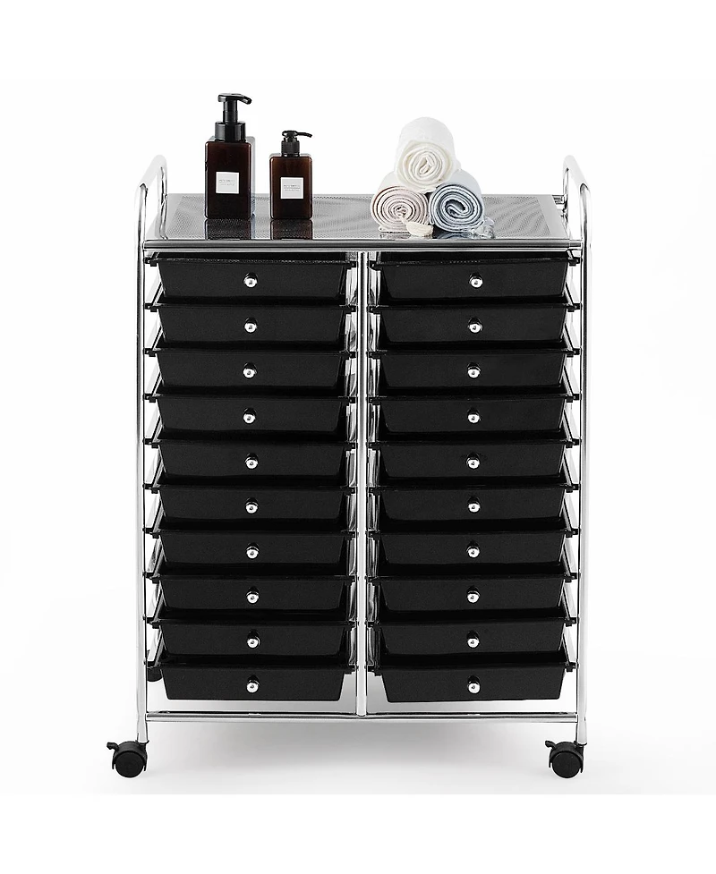 20 Drawers Rolling Storage Cart Art Craft Organizer on Wheels