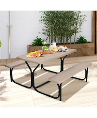 Gymax Picnic Table Camping Bench Set Backyard Garden Patio Dining Party