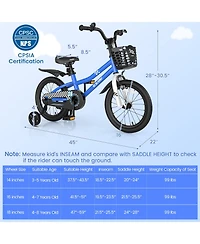16'' Kid's Bike with Removable Training Wheels & Basket for 4-7 Years Old