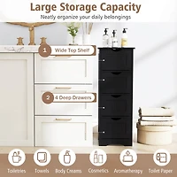 4-Drawer Bathroom Floor Cabinet Free Standing Storage Side Organizer