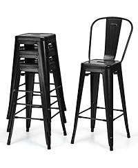Costway Set of 4 High Back Metal Stool 30'' Seat Bar Height