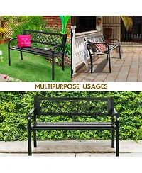 Costway Patio Park Garden Bench Porch Path Chair Outdoor Deck Steel Frame
