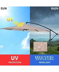 10' Hanging Umbrella Patio Sun Shade Offset Outdoor Market W/t Cross Base