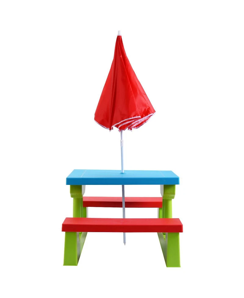 4 Seat Kids Picnic Table w/Umbrella Garden Yard