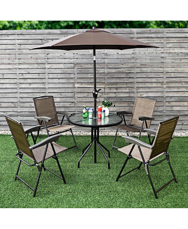 4PCS Folding Sling Chairs Steel Armrest Patio Garden Camping
