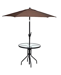 Costway 32''Outdoor Patio Round Table Tempered Glass Top