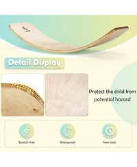 Wooden Wobble Balance Board Kids Adult 35'' Rocker Board Toy Support 660LBS