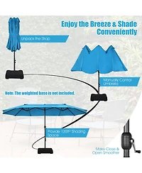 15FT Patio Double-Sided Umbrella Crank Outdoor Garden Market Sun Shade
