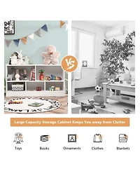 Kids 2-Shelf Bookcase 5-Cube Wood Toy Storage Cabinet Organizer