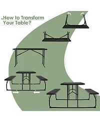 Costway Foldable Picnic Table Bench Set Outdoor Camping for Patio & Backyard