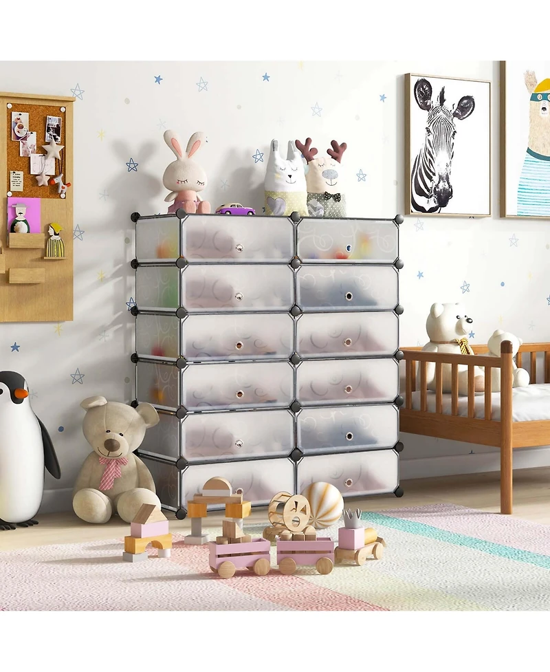Shoe Rack 12-Cube Diy Plastic Shoe Cabinet Multi Use Modular Closet Shelf