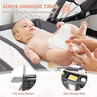 Costway Pack & Play Baby Diaper Changing Table 4 1 Portable Foldable with Mattress Carrying Bag