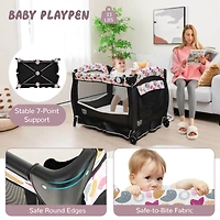 Costway Pack & Play Baby Diaper Changing Table 4 1 Portable Foldable with Mattress Carrying Bag
