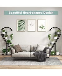 Costway 5 Tier Metal Plant Stand Heart-shaped Shelf with Hanging Hook for Multiple Plants