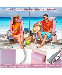 Costway 4PCS Folding Backpack Beach Chair Reclining Camping Chair with Storage Bag